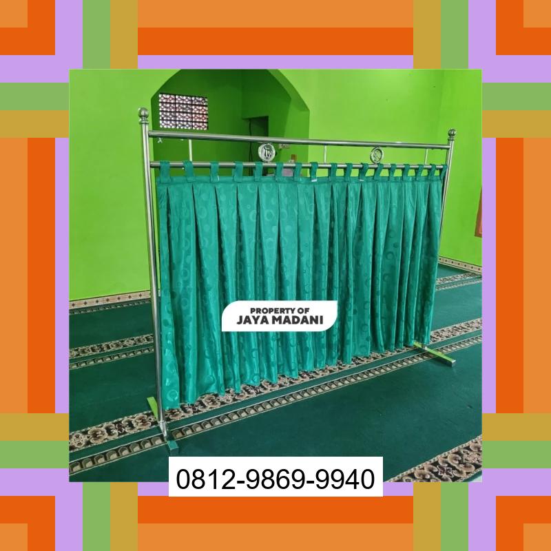 0812-9869-9940 Diskon Besar, Jual Partisi Sekat Shaf Pembatas sholat Masjid musholla stainless musholla Tirai Shaf Masjid Free kain Benua Lima