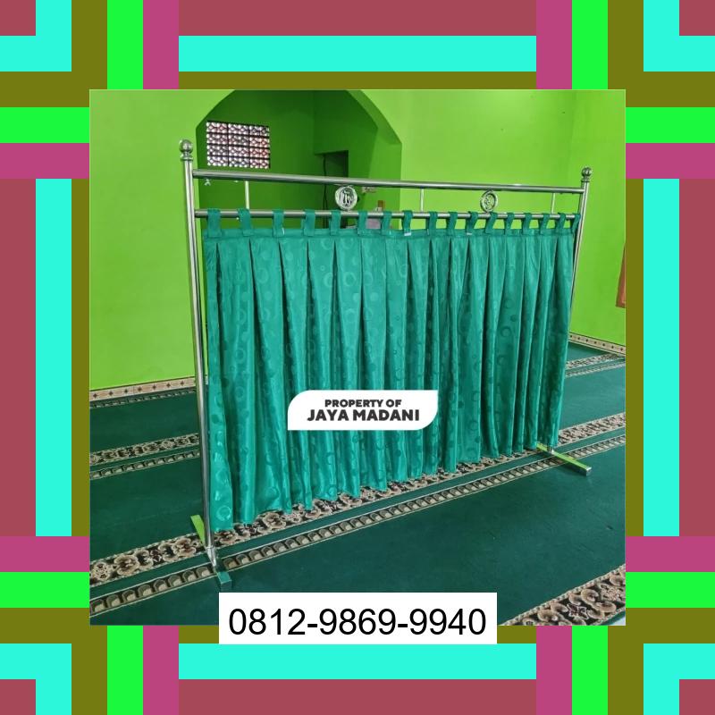0812-9869-9940 Diskon Besar, Jual Partisi Sekat Shaf Pembatas sholat Masjid musholla stainless musholla Tirai Shaf Masjid Free kain D U M A I