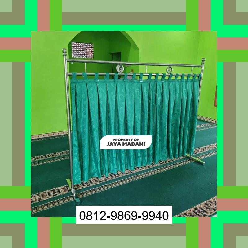 0812-9869-9940 Diskon Besar, Jual Partisi Sekat Shaf Pembatas sholat Masjid musholla stainless musholla Tirai Shaf Masjid Free kain Manganitu Selatan