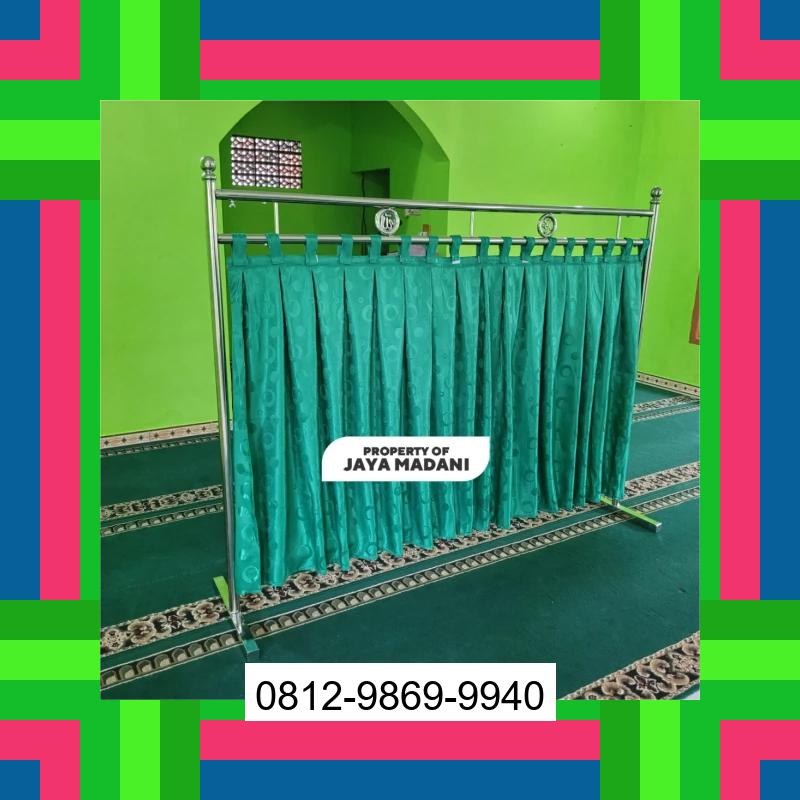 0812-9869-9940 Diskon Besar, Jual Partisi Sekat Shaf Pembatas sholat Masjid musholla stainless musholla Tirai Shaf Masjid Free kain Pagai Utara