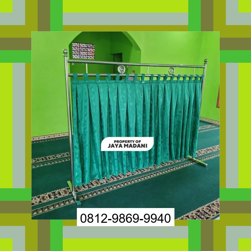 0812-9869-9940 Diskon Besar, Jual Partisi Sekat Shaf Pembatas sholat Masjid musholla stainless musholla Tirai Shaf Masjid Free kain Pagaran Tapah Darussalam