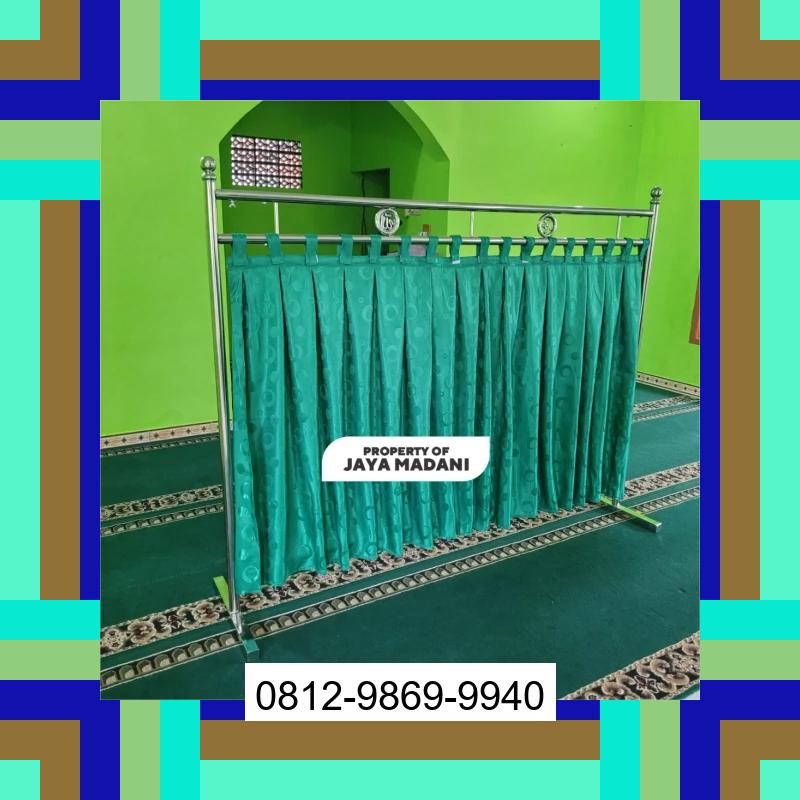 0812-9869-9940 Diskon Besar, Jual Partisi Sekat Shaf Pembatas sholat Masjid musholla stainless musholla Tirai Shaf Masjid Free kain Peudada