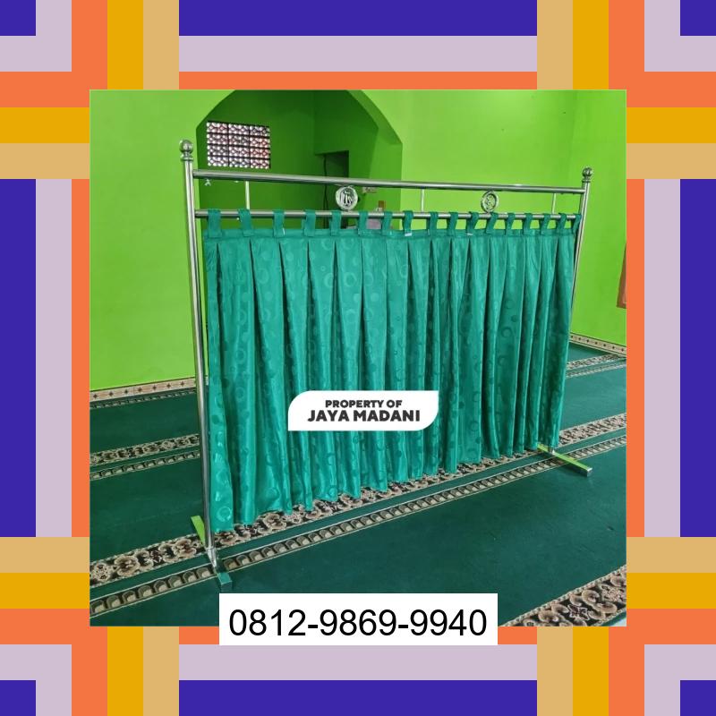 0812-9869-9940 Diskon Besar, Jual Partisi Sekat Shaf Pembatas sholat Masjid musholla stainless musholla Tirai Shaf Masjid Free kain Pulau Besar