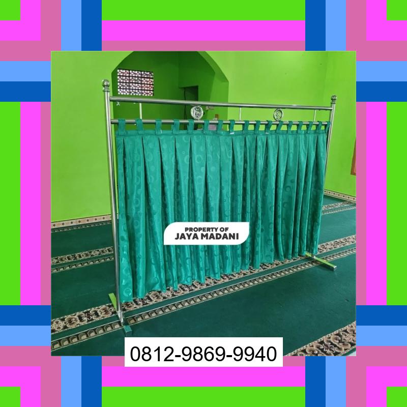 0812-9869-9940 Diskon Besar, Jual Partisi Sekat Shaf Pembatas sholat Masjid musholla stainless musholla Tirai Shaf Masjid Free kain Seram Utara