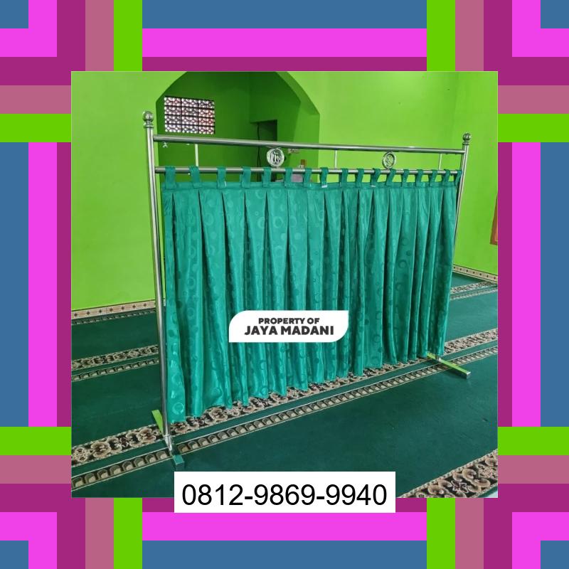 0812-9869-9940 Eksklusif, Jual Partisi Sekat Shaf Pembatas sholat Masjid musholla stainless musholla Tirai Shaf Masjid Free kain Blang Bintang