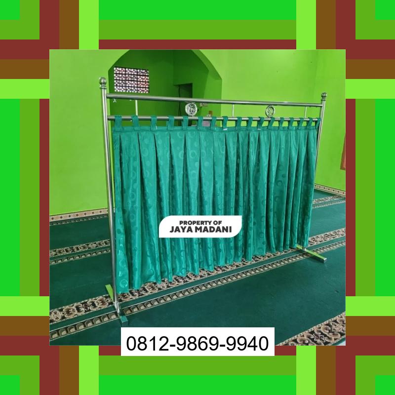 0812-9869-9940 Eksklusif, Jual Partisi Sekat Shaf Pembatas sholat Masjid musholla stainless musholla Tirai Shaf Masjid Free kain Duhiadaa
