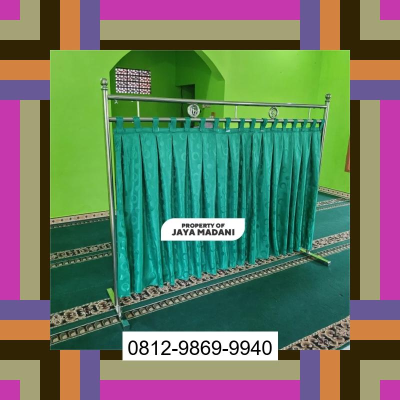 0812-9869-9940 Eksklusif, Jual Partisi Sekat Shaf Pembatas sholat Masjid musholla stainless musholla Tirai Shaf Masjid Free kain Insana Barat