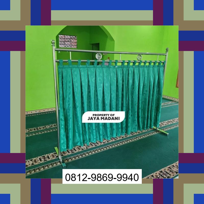 0812-9869-9940 Eksklusif, Jual Partisi Sekat Shaf Pembatas sholat Masjid musholla stainless musholla Tirai Shaf Masjid Free kain Kandangserang