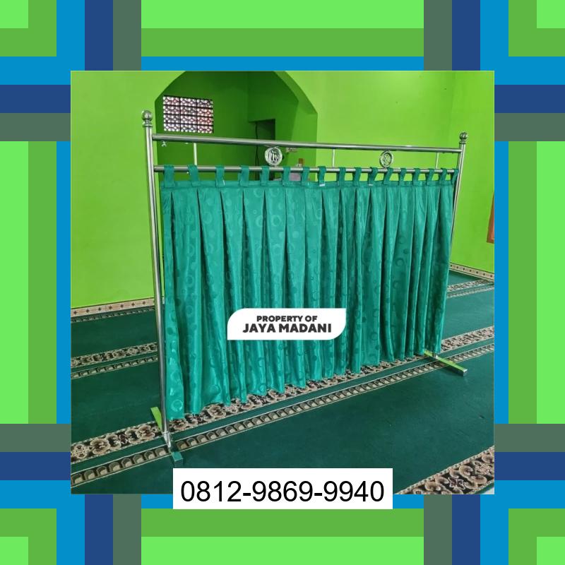 0812-9869-9940 Eksklusif, Jual Partisi Sekat Shaf Pembatas sholat Masjid musholla stainless musholla Tirai Shaf Masjid Free kain Lembor Selatan