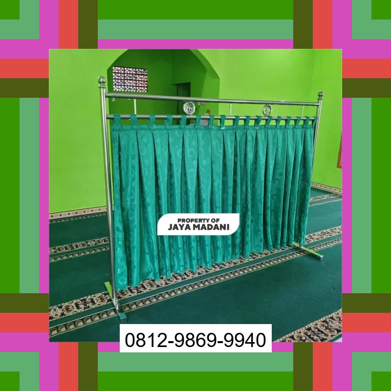 0812-9869-9940 Eksklusif, Jual Partisi Sekat Shaf Pembatas sholat Masjid musholla stainless musholla Tirai Shaf Masjid Free kain Pauh