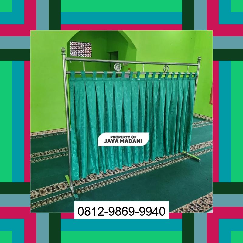 0812-9869-9940 Eksklusif, Jual Partisi Sekat Shaf Pembatas sholat Masjid musholla stainless musholla Tirai Shaf Masjid Free kain Rambutan