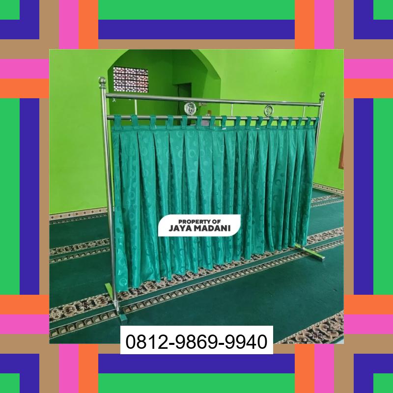 0812-9869-9940 Eksklusif, Jual Partisi Sekat Shaf Pembatas sholat Masjid musholla stainless musholla Tirai Shaf Masjid Free kain Satar Mese