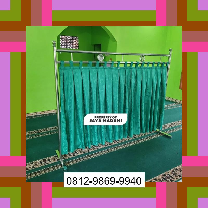 0812-9869-9940 Promo Hebat, Jual Partisi Sekat Shaf Pembatas sholat Masjid musholla stainless musholla Tirai Shaf Masjid Free kain Air Hitam