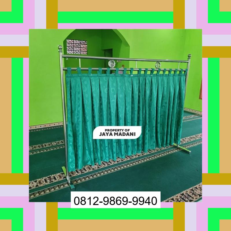 0812-9869-9940 Promo Hebat, Jual Partisi Sekat Shaf Pembatas sholat Masjid musholla stainless musholla Tirai Shaf Masjid Free kain Gu