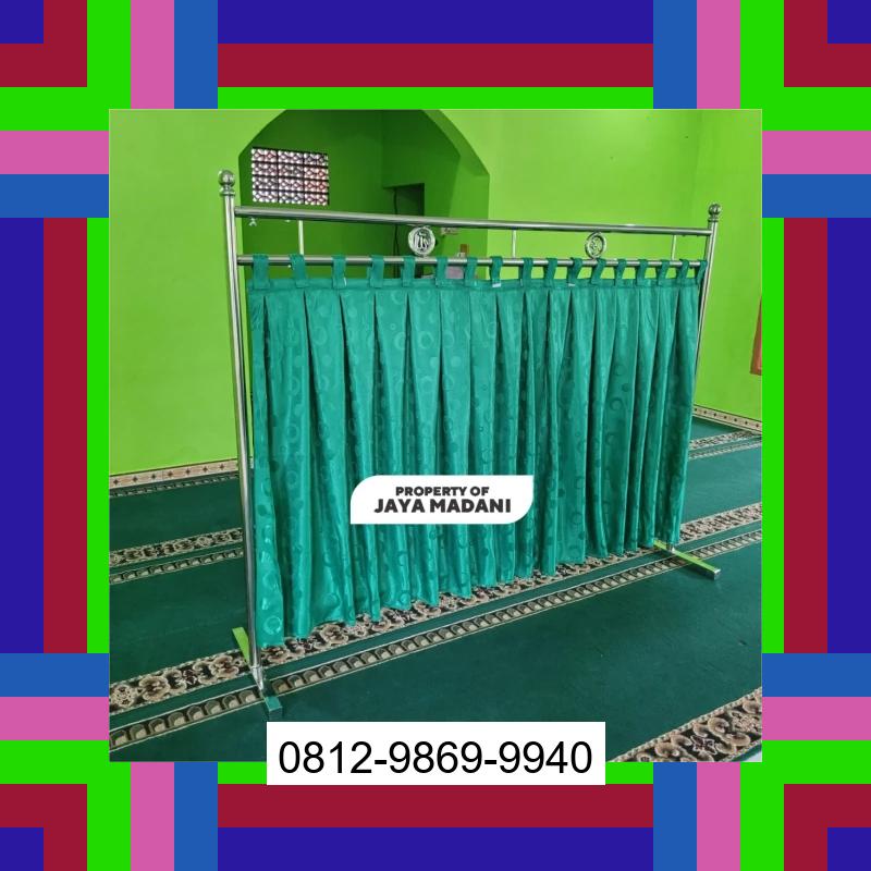 0812-9869-9940 Promo Hebat, Jual Partisi Sekat Shaf Pembatas sholat Masjid musholla stainless musholla Tirai Shaf Masjid Free kain Ledo