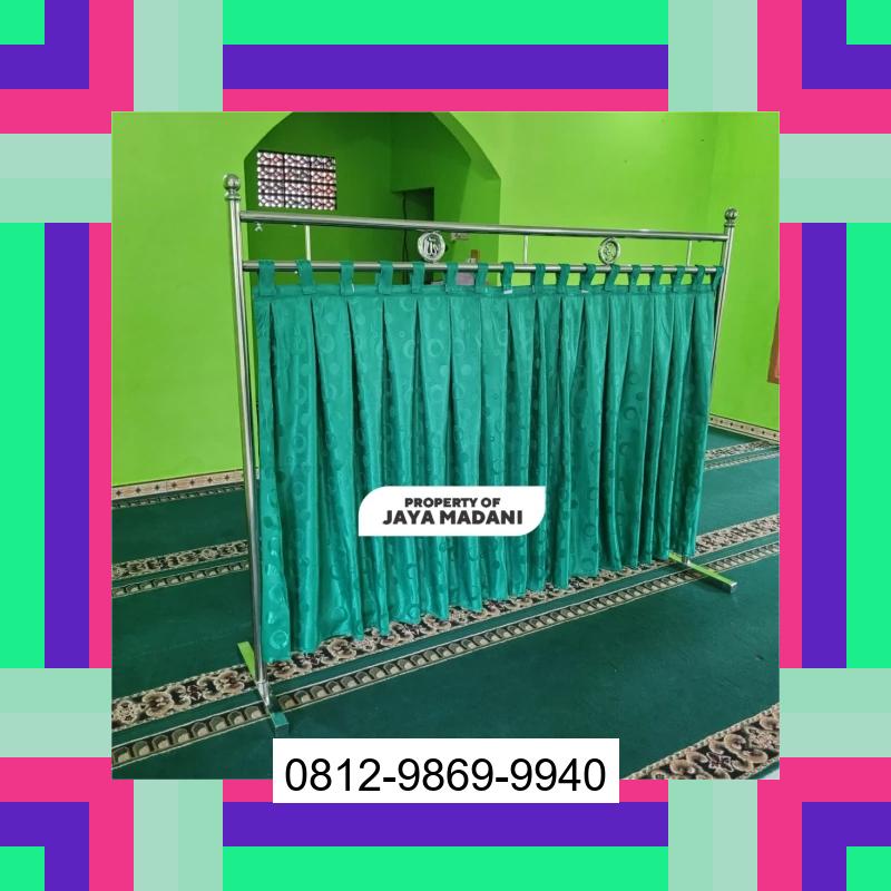0812-9869-9940 Promo Hebat, Jual Partisi Sekat Shaf Pembatas sholat Masjid musholla stainless musholla Tirai Shaf Masjid Free kain Paringin
