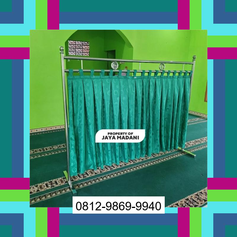 0812-9869-9940 Promo Hebat, Jual Partisi Sekat Shaf Pembatas sholat Masjid musholla stainless musholla Tirai Shaf Masjid Free kain Sihapas Barumun