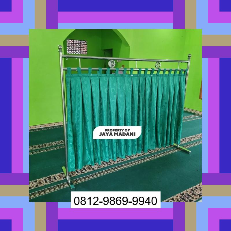 0812-9869-9940 Terbaik, Jual Partisi Sekat Shaf Pembatas sholat Masjid musholla stainless musholla Tirai Shaf Masjid Free kain Amfoang Barat Laut