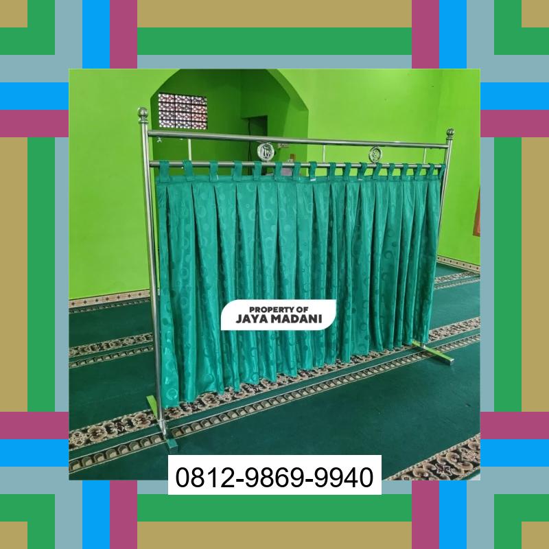0812-9869-9940 Terbaik, Jual Partisi Sekat Shaf Pembatas sholat Masjid musholla stainless musholla Tirai Shaf Masjid Free kain Aru Tengah Selatan