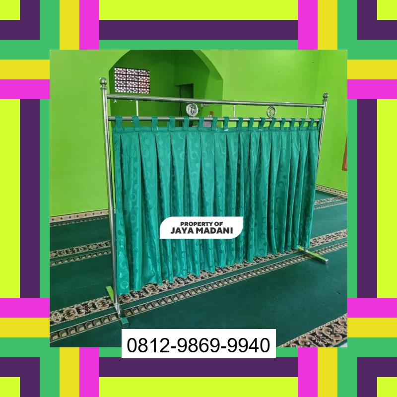 0812-9869-9940 Terbaik, Jual Partisi Sekat Shaf Pembatas sholat Masjid musholla stainless musholla Tirai Shaf Masjid Free kain Bengkayang