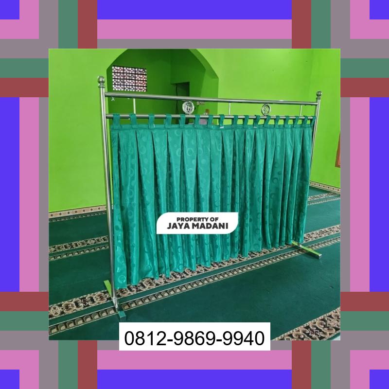 0812-9869-9940 Terbaik, Jual Partisi Sekat Shaf Pembatas sholat Masjid musholla stainless musholla Tirai Shaf Masjid Free kain Butuh