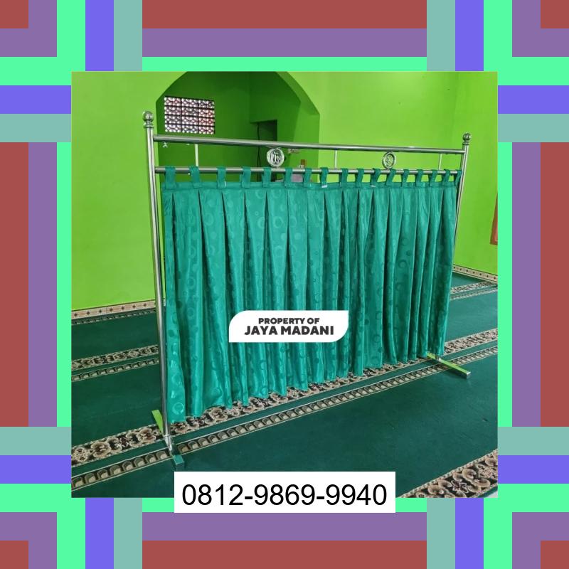 0812-9869-9940 Terbaik, Jual Partisi Sekat Shaf Pembatas sholat Masjid musholla stainless musholla Tirai Shaf Masjid Free kain Koto Besar