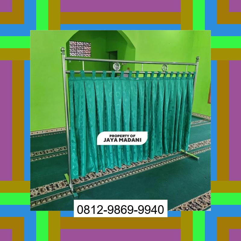 0812-9869-9940 Terbaik, Jual Partisi Sekat Shaf Pembatas sholat Masjid musholla stainless musholla Tirai Shaf Masjid Free kain Laguboti