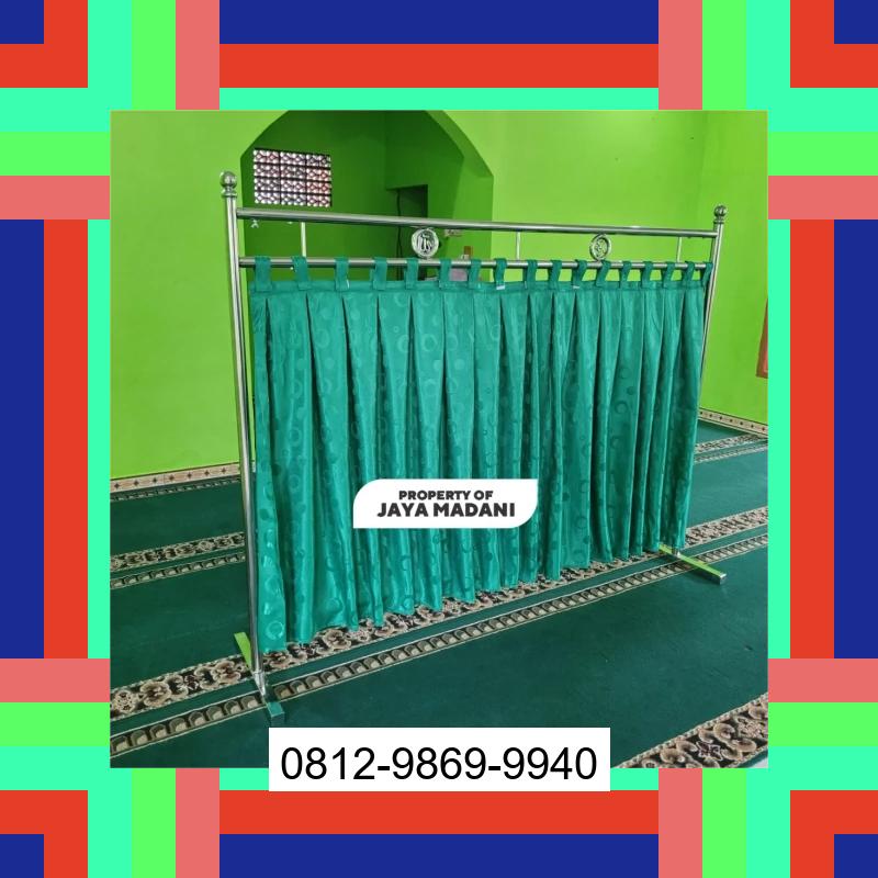 0812-9869-9940 Terbaik, Jual Partisi Sekat Shaf Pembatas sholat Masjid musholla stainless musholla Tirai Shaf Masjid Free kain Mangaran