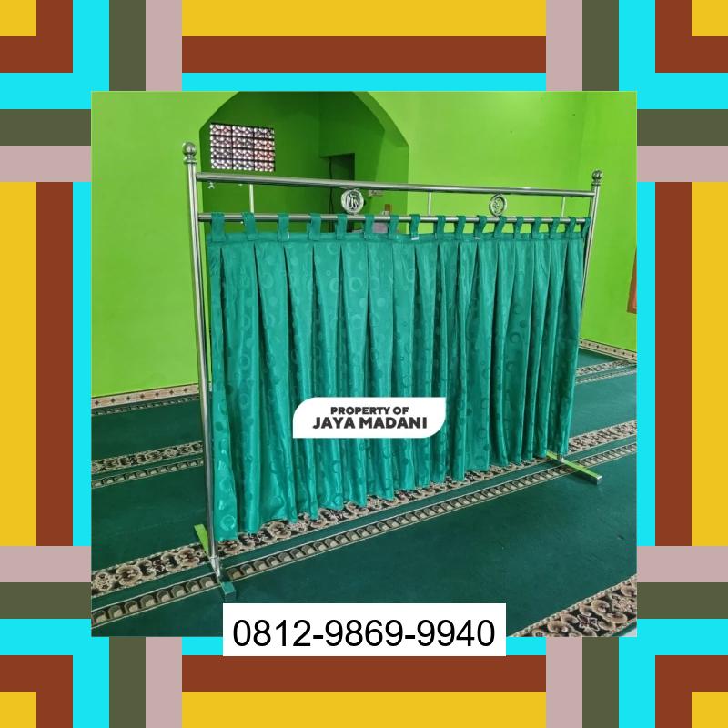0812-9869-9940 Terbaik, Jual Partisi Sekat Shaf Pembatas sholat Masjid musholla stainless musholla Tirai Shaf Masjid Free kain Nanaet Dubesi