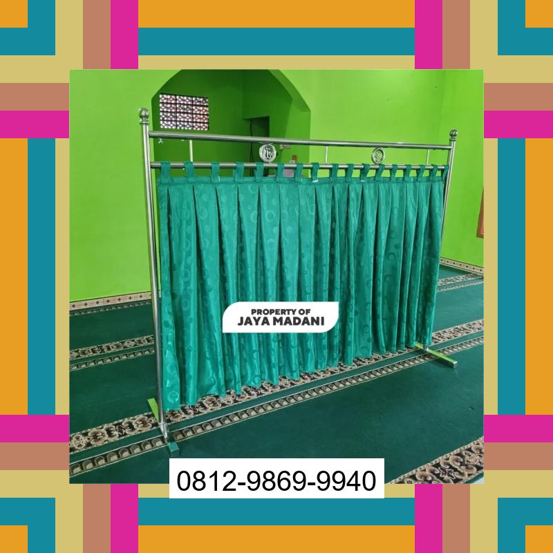 0812-9869-9940 Terbaik, Jual Partisi Sekat Shaf Pembatas sholat Masjid musholla stainless musholla Tirai Shaf Masjid Free kain Nongsa