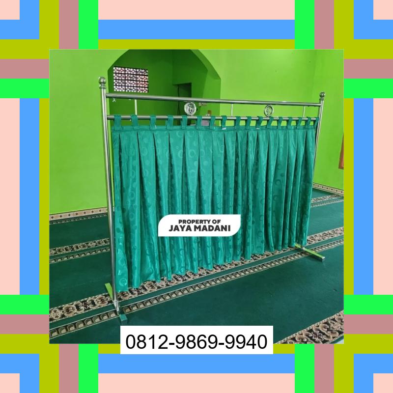 0812-9869-9940 Terbaik, Jual Partisi Sekat Shaf Pembatas sholat Masjid musholla stainless musholla Tirai Shaf Masjid Free kain Purwosari