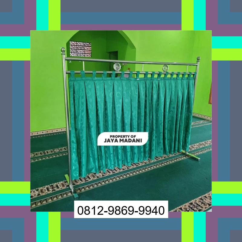 0812-9869-9940 Terbaik, Jual Partisi Sekat Shaf Pembatas sholat Masjid musholla stainless musholla Tirai Shaf Masjid Free kain Rongkop