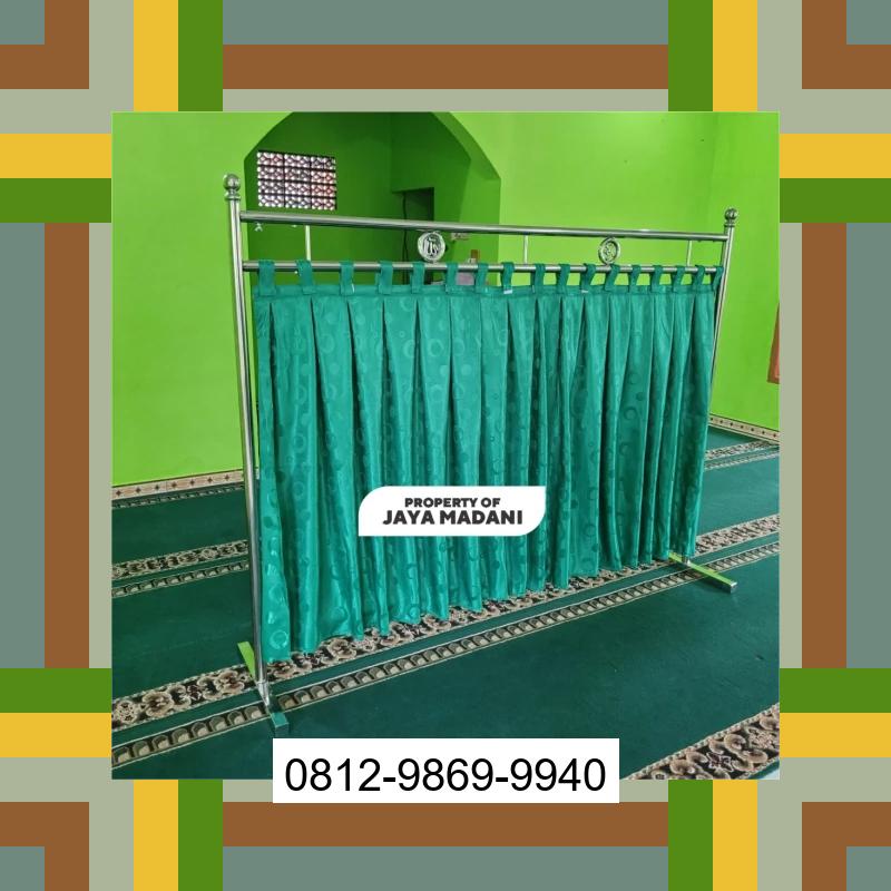 0812-9869-9940 Terbaik, Jual Partisi Sekat Shaf Pembatas sholat Masjid musholla stainless musholla Tirai Shaf Masjid Free kain Seko