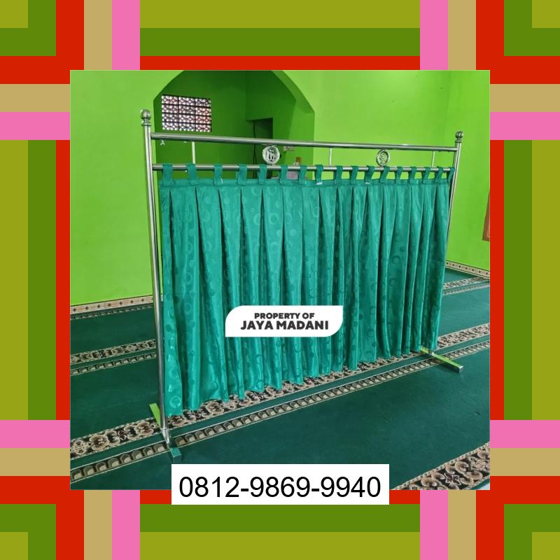 0812-9869-9940 Terbaik, Jual Partisi Sekat Shaf Pembatas sholat Masjid musholla stainless musholla Tirai Shaf Masjid Free kain Siberut Utara