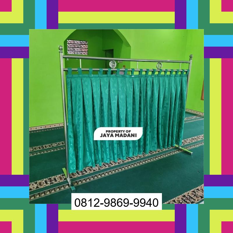 0812-9869-9940 Terbaik, Jual Partisi Sekat Shaf Pembatas sholat Masjid musholla stainless musholla Tirai Shaf Masjid Free kain Tanjung Palas