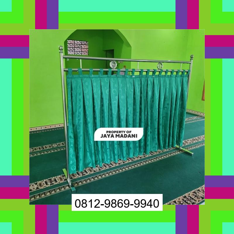 0812-9869-9940 Terlaris, Jual Partisi Sekat Shaf Pembatas sholat Masjid musholla stainless musholla Tirai Shaf Masjid Free kain Giritontro
