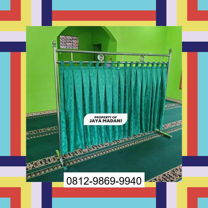 0812-9869-9940 Terlaris, Jual Partisi Sekat Shaf Pembatas sholat Masjid musholla stainless musholla Tirai Shaf Masjid Free kain Kombi