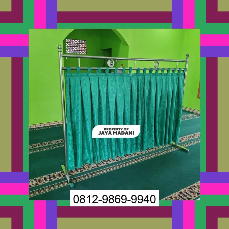 0812-9869-9940 Terlaris, Jual Partisi Sekat Shaf Pembatas sholat Masjid musholla stainless musholla Tirai Shaf Masjid Free kain Panggema
