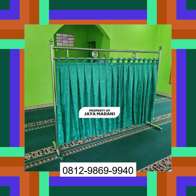 0812-9869-9940 Terlaris, Jual Partisi Sekat Shaf Pembatas sholat Masjid musholla stainless musholla Tirai Shaf Masjid Free kain Sumber Baru