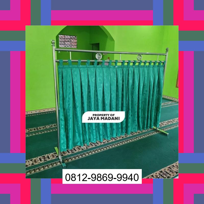 0812-9869-9940 Terlaris, Jual Partisi Sekat Shaf Pembatas sholat Masjid musholla stainless musholla Tirai Shaf Masjid Free kain Takalar