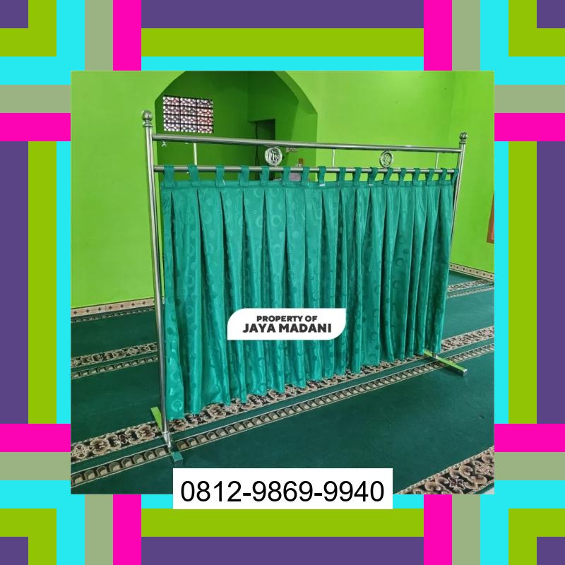 0812-9869-9940 Terlaris, Jual Partisi Sekat Shaf Pembatas sholat Masjid musholla stainless musholla Tirai Shaf Masjid Free kain Taniwel Timur